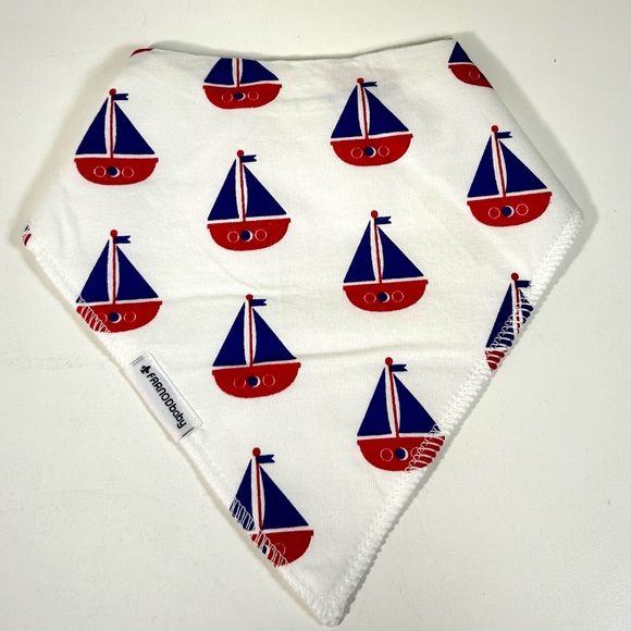 FARNOD Baby Bandana Drool Bibs 4 Pack Sailboats Plaid Blue Pattern Triangle - Picture 10 of 13